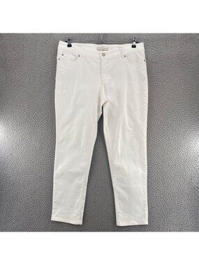 CATO Jeans Womens 16 Petite 1946 Denim White Mid Rise Slim Ankle Stretch Pockets